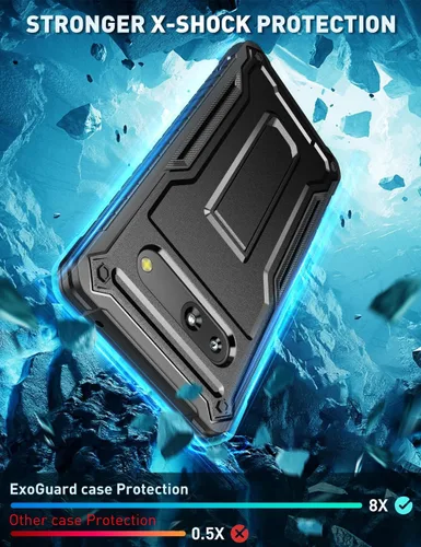 Vista 4 de FITO Funda para Google Pixel 7A, doble capa a prueba de golpes resistente con soporte incorporado, sin protector de pantalla (negro)