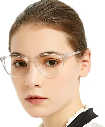 Vista 7 de MARE AZZURO Gafas de bloqueo de luz azul para mujer, gafas redondas para computadora