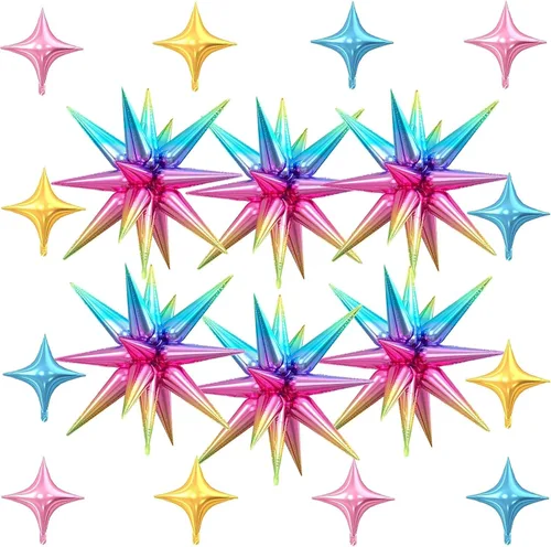 Vista 15 de Globos de estrella rosa, 18 piezas de papel de aluminio para niñas