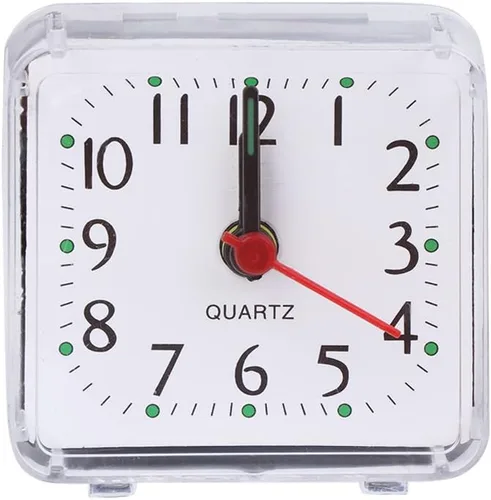Vista 2 de Reloj despertador cuadrado compacto aumento de repetición, accesorio para suministros de despertador de oficina en casa, reloj de pared, silencioso