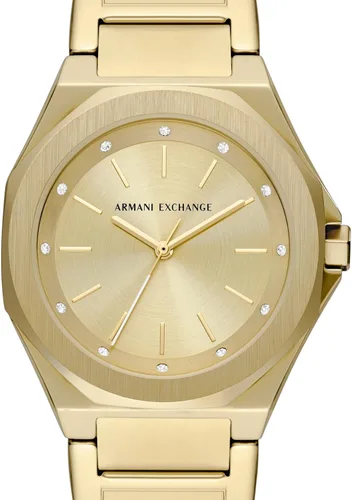 Vista 6 de AX Armani Exchange Reloj para mujer, reloj octogonal de tres manecillas para mujer con correa de acero inoxidable o silicona