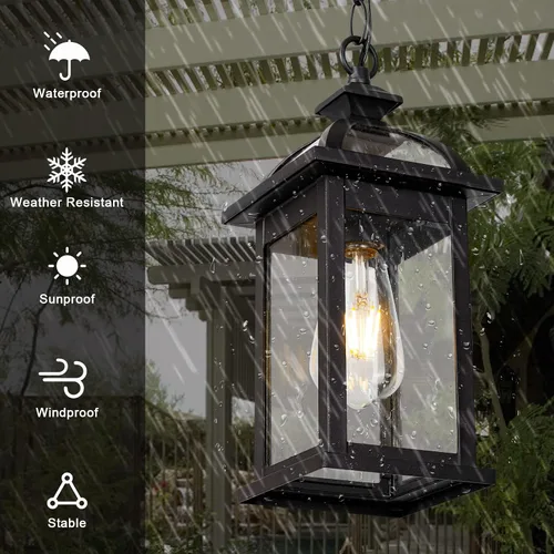 Vista 9 de Darkaway Lámparas de pared para exteriores, paquete de 2 con lámpara colgante para exteriores, para porche, patio, jardín