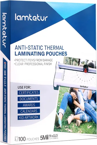 Vista 11 de Lamtetur Bolsas de laminación térmica de 9 x 11.5 pulgadas, capacidad para hojas de 8.5 x 11 pulgadas, paquete de 200 películas laminadas de 3 mil