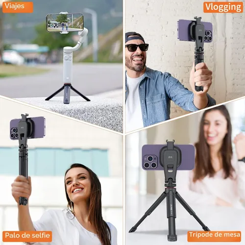 Vista 6 de UURIG TP05 Mini trípode extensible para cámara, portátil, mango para selfie, trípode de cámara web de escritorio con tornillo de 1/4 pulgadas