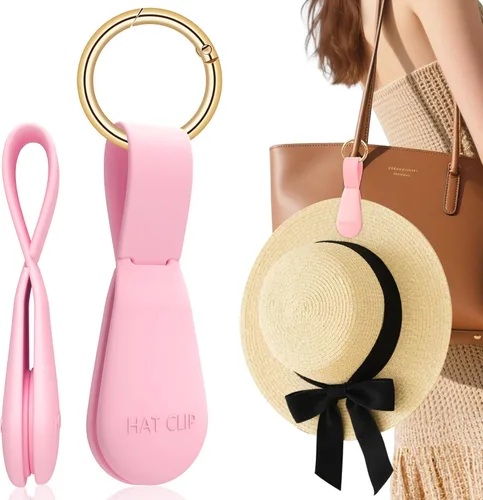 Vista 8 de Clip magnético para sombrero para viajes, 2 soportes de silicona color caqui claro para bolsos, bolsos, equipaje y sombreros de playa, clip