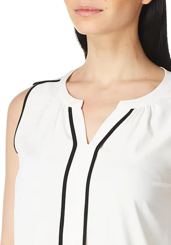 Vista 2 de Calvin Klein Top sin mangas con cuello dividido para mujer