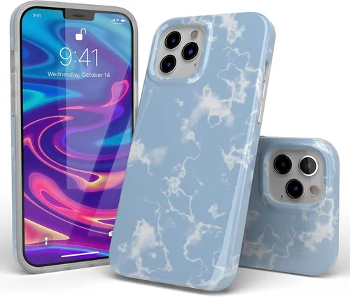 Vista 3 de Casely Funda para iPhone 11 Pro Max Cielos azul claro Nubes de mármol Diseño clásico ultra delgado