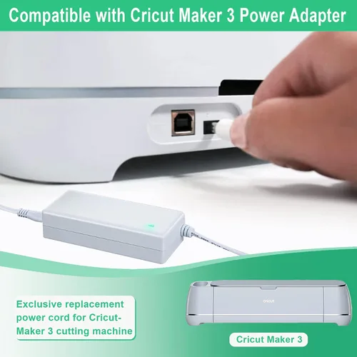 Vista 5 de Cable de alimentación compatible con la máquina de corte Cricut Maker 3, cable de repuesto de alimentación de 24 V CC compatible con adaptador