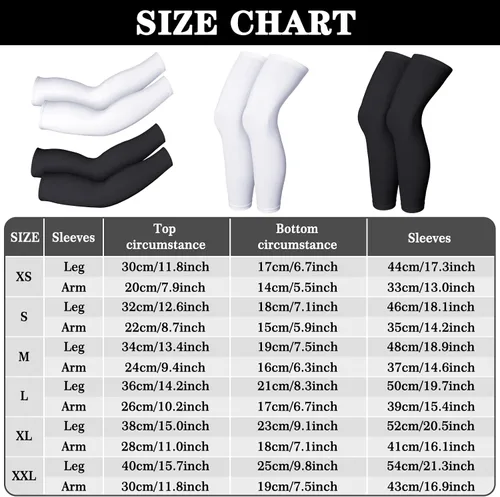 Vista 7 de Geyoga 2 pares de mangas de compresión de longitud completa para piernas para hombres y mujeres, fútbol (negro, blanco, talla XS)