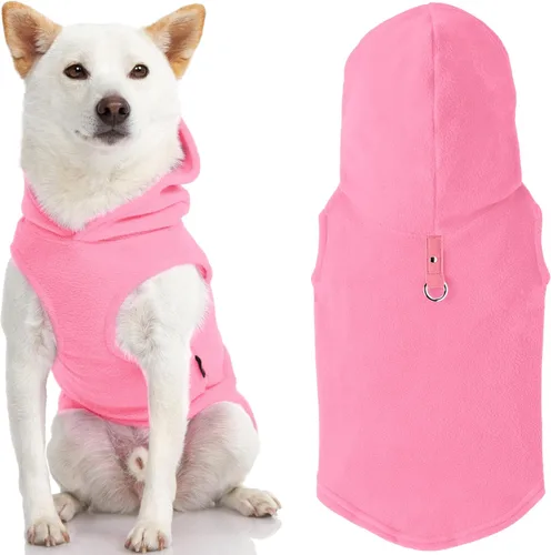 Vista 9 de Gooby - Sudadera con capucha de forro polar para perro, chaqueta con cremallera para perro con correa de junta tórica para perros pequeños a Negro