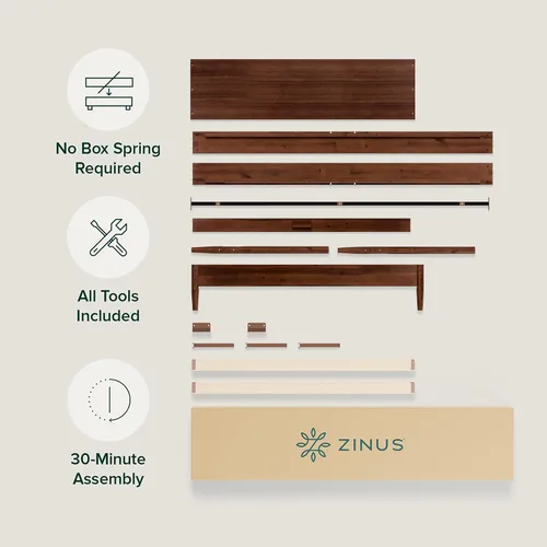 Vista 7 de Zinus Allen - Marco de cama de madera de mediados de siglo, tamaño Espresso