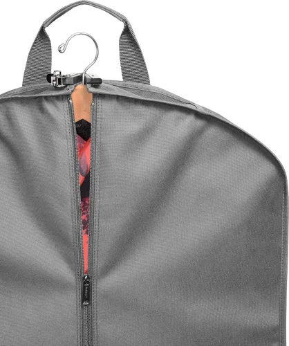 Vista 4 de WallyBags Bolsa de viaje de lujo de 52 pulgadas con dos bolsillos, perfecta para vestidos, trajes, hombres y mujeres, Gris, Bolsa de ropa de viaje
