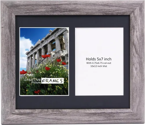 Vista 57 de Creative Picture Frames Marco de Fotos Negro con 2 Aberturas de Vidrio que Contiene Fotografías de 5 por 7 Pulgadas con Paspartú Negro de 10X12