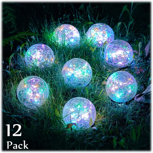 Vista 9 de Honoson Luces solares decorativas para exteriores, impermeables, luces LED de cristal agrietado para caminos, pasarelas, jardín, patio, decoración