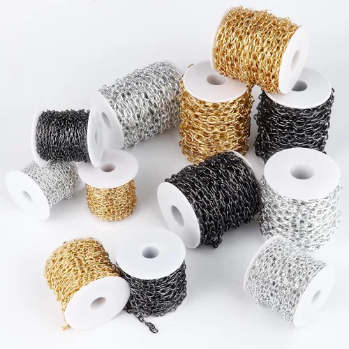 Vista 7 de 33 Pies de Cadenas de Cable Rolo Negro, 4 MM de Cadena de Eslabones O de Cable Ovalado de Aluminio Banado en Negro en Carrete a Granel para Hacer