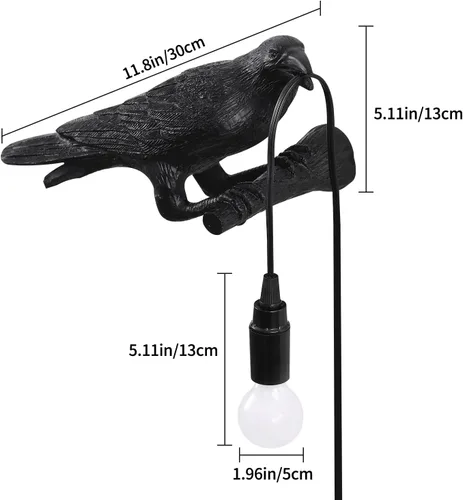 Vista 3 de Lámpara de mesa EPPARA Cuervo, lámpara gótica de cuervo, luz de mesa ajustable para pájaros, lámpara de aplique para pared para dormitorio sala