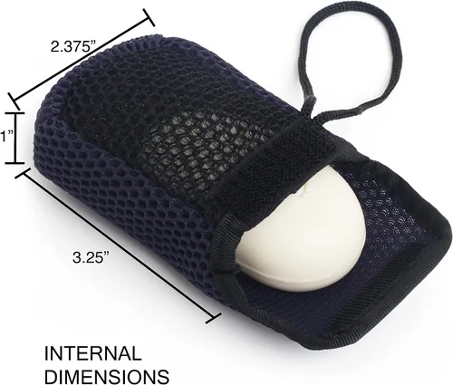 Vista 5 de MainBasics - Bolsa de jabón exfoliante de doble cara, color azul Se adapta a barras de jabón de tamaño estándar