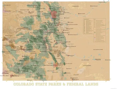 Vista 4 de Colorado State Parks & Federal Lands 18x24 Poster (Camel & Slate Blue)