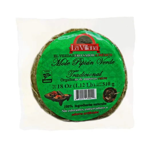 Vista 2 de La Villana - Auténtico molé mexicano - Ingredientes naturales - Pipián Verde - Paquete de 3 - 18 oz cada uno