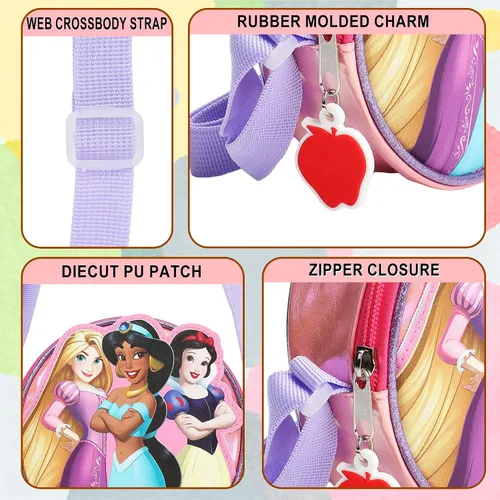 Vista 5 de Bioworld Bolso cruzado de 5.5" con correa ajustable Parche de personaje de princesa Disney