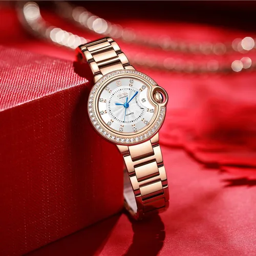 Vista 2 de Redhai Women Watches Analog Quartz Watch Mosaic with Diamonds Pearl Bracelet Dress Watch for Female Waterproof Wristwatch with Rhinestones Bracelet