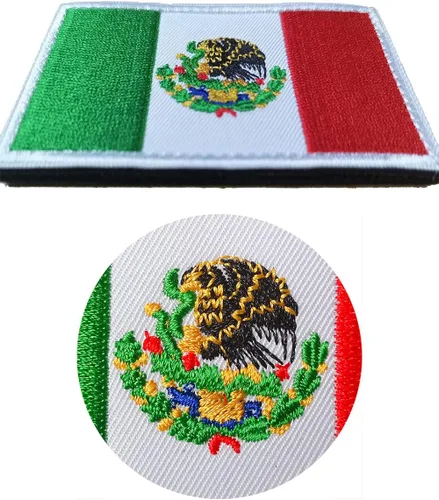 Vista 3 de 2 parches de bandera de México de AliPlus bordados tácticos militares con gancho y bucle