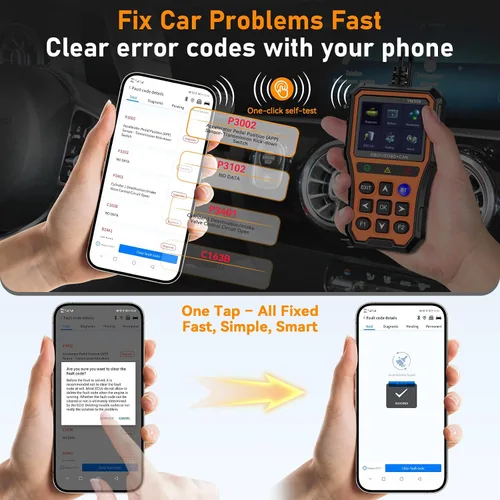 Vista 4 de AMTIFO Herramienta de diagnóstico Bluetooth del escáner OBD2, compatible con iOS/Android, datos en tiempo real, probador de batería, Plug and Play
