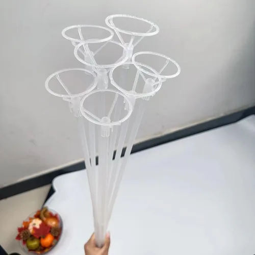 Vista 3 de Juego de 36 palos grandes de 16.92 pulgadas para globos transparentes con copas, soportes largos reutilizables para globos de 10 a 30 pulgadas