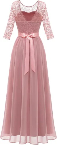 Vista 6 de BeryLove Vestido de graduación para mujer elegante de manga larga formal vintage cóctel fiesta maxi vestido