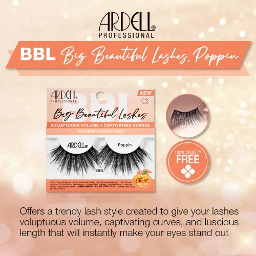Vista 2 de Ardell BBL Big Beautiful Lashes 971 Poppin, con adhesivo transparente DUO, 1 paquete