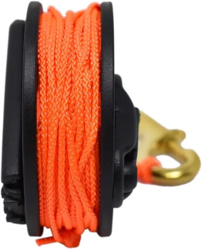 Vista 4 de Scuba Choice Scuba Buceo Bobina de dedo compacta con mango de plástico, 65', línea naranja