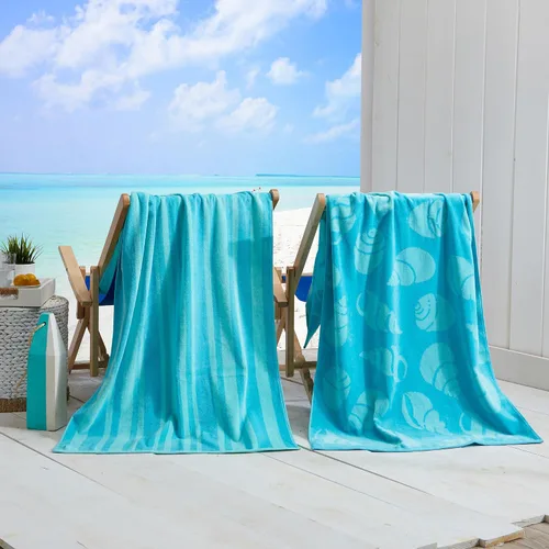 Vista 23 de Great Bay Home Toallas de playa 100% algodón, paquete de 4 toallas de piscina de 30 x 60 pulgadas, toallas absorbentes y de secado rápido