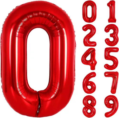 Vista 49 de Globos gigantes de números negros de 40 pulgadas, globos de aluminio de Mylar con helio para cumpleaños, globo número 0 para decoración de fiestas