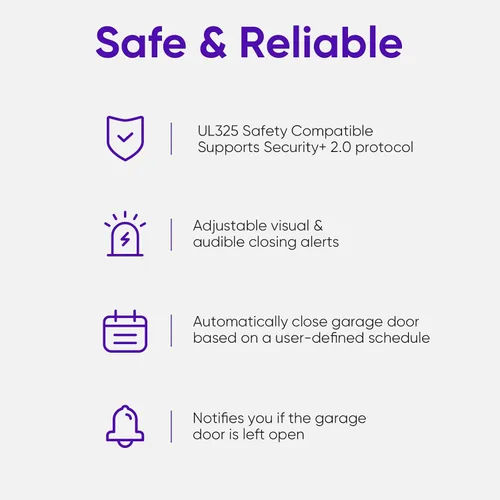Vista 4 de OCCHI Abridor inteligente de puerta de garaje con cámara, control inteligente de garaje, compatible con Seguridad+ 2.0, detecta el estado