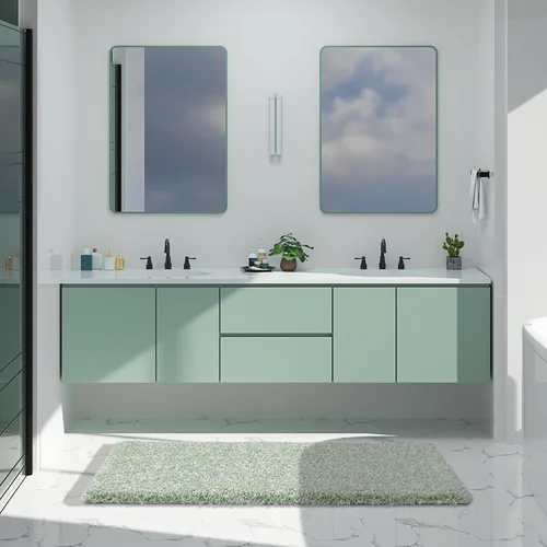 Vista 33 de Yimobra Alfombras de baño en negro y blanco antideslizantes lavables, tapetes de baño ultra suaves y absorbentes de agua, alfombra de ducha suave