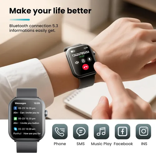 Vista 5 de Relojes inteligentes para hombres y mujeres, reloj inteligente de duración de batería de 1000 mAh compatible con Android y iPhone, rastreador