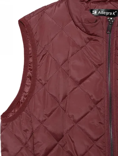 Vista 5 de Allegra K - Chaleco acolchado y ligero, de cuello alto, con cremallera, para mujer