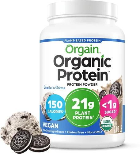 Vista 21 de Orgain - Proteína vegana orgánica en polvo, pastel de cumpleaños - 21g de proteína a base de plantas, 7g de fibra prebiótica, bajo en carbohidratos