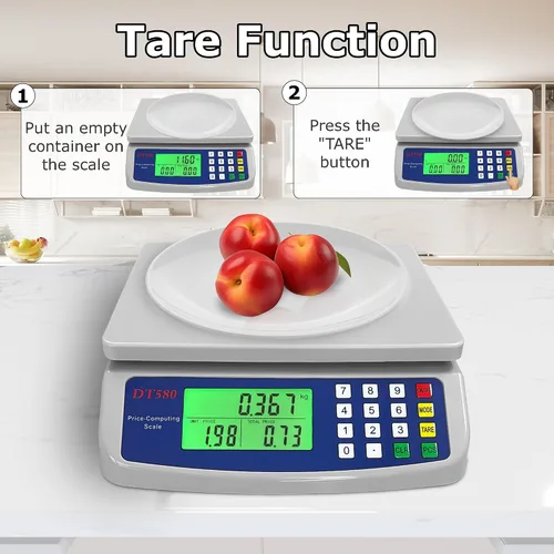Vista 6 de Báscula comercial de alimentos de 66.1 lbs/66 libras, báscula digital grande de cocina para hornear, cocinar, pan, carne, peso, precio, báscula