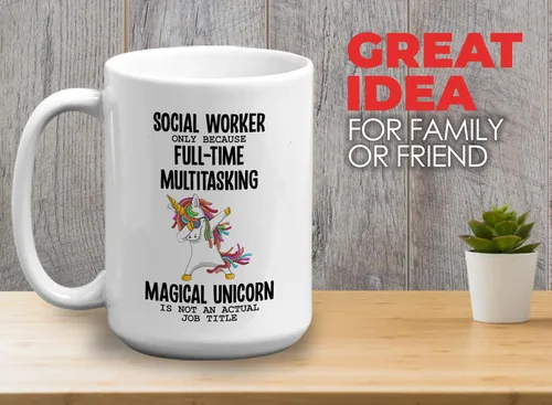 Vista 2 de Taza de café para trabajadora social de 15 onzas, color blanco, solo porque - Regalos para trabajadoras sociales para mujeres, regalos de mes