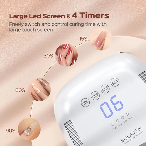 Vista 8 de BOLASEN Lámpara de uñas UV recargable inalámbrica - Luz UV para uñas de gel con reflector metálico y base de metal, secadora de uñas LED inalámbrica