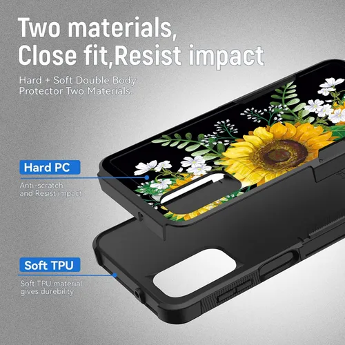 Vista 482 de Funda para Galaxy A14 5G, resistente de doble capa híbrida de policarbonato duro, goma suave, a prueba de golpes, funda protectora resistente