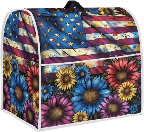 Vista 35 de Funda para batidora con estampado de girasol y bandera americana, cubierta protectora contra el polvo, adecuada para la mayoría de los modelos