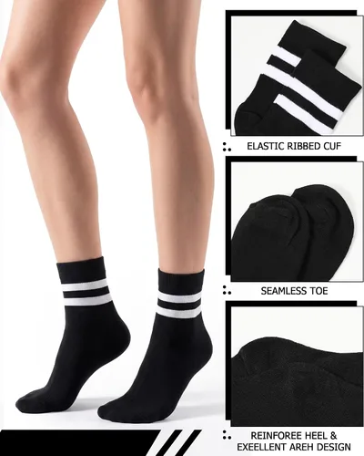 Vista 5 de Syhood Crew Stripe Socks Unisex Athletic Socks