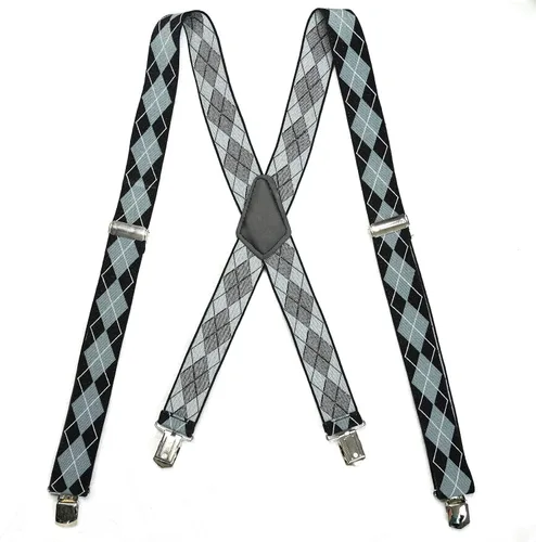 Vista 2 de Tirantes para hombre MELOTOUGH con clip duradero gris Argyle