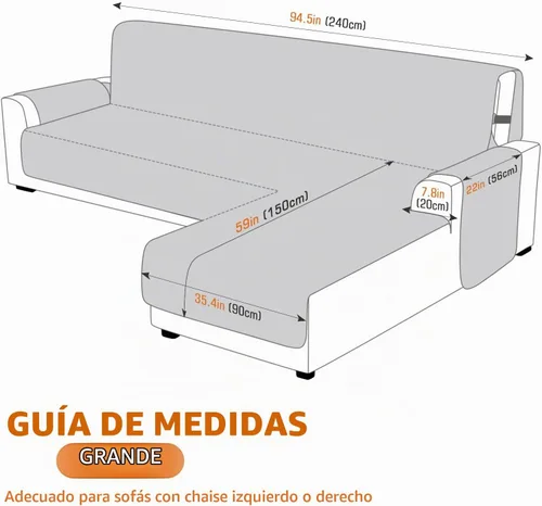 Vista 3 de VANSOFY Fundas de Sofá Seccional Mejoradas 100% Impermeables en Forma de L Funda Reversible para Chaise Lounge Funda Protectora de Sofá Seccional