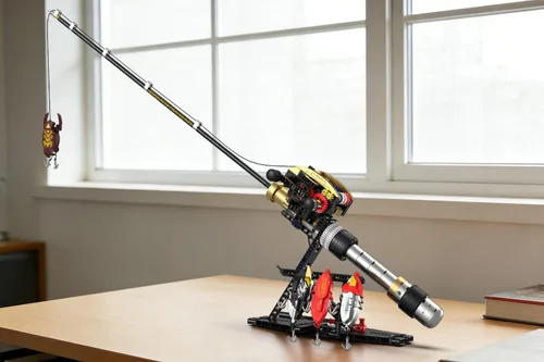 Vista 6 de Juguete de bloques de construcción de caña de pescar, compatible con caña de pescar LEGO, juego de construcción de caña de pescar mecánica STEM