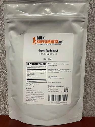 Vista 2 de BulkSupplements. Comgreen - Extracto de té en polvo, suplemento de 50% polifenoles, suplementos EGCG, sin gluten, 500 mg por porción, 3.53 oz