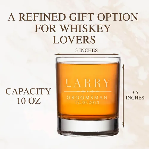 Vista 3 de Regalos individuales para padrinos de boda, vasos de whisky personalizados para padrinos de boda, regalos personalizados para propuesta de padrinos