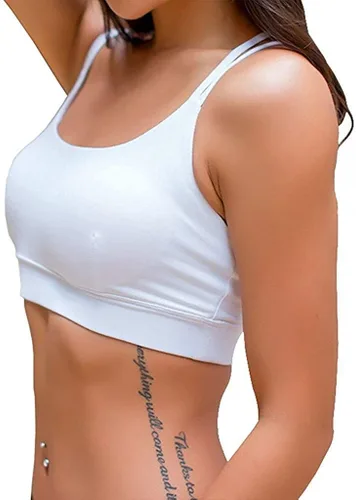 Vista 2 de YIANNA Brasieres deportivos para mujer con espalda cruzada con relleno brasier deportivo de soporte medio entrenamiento para correr yoga